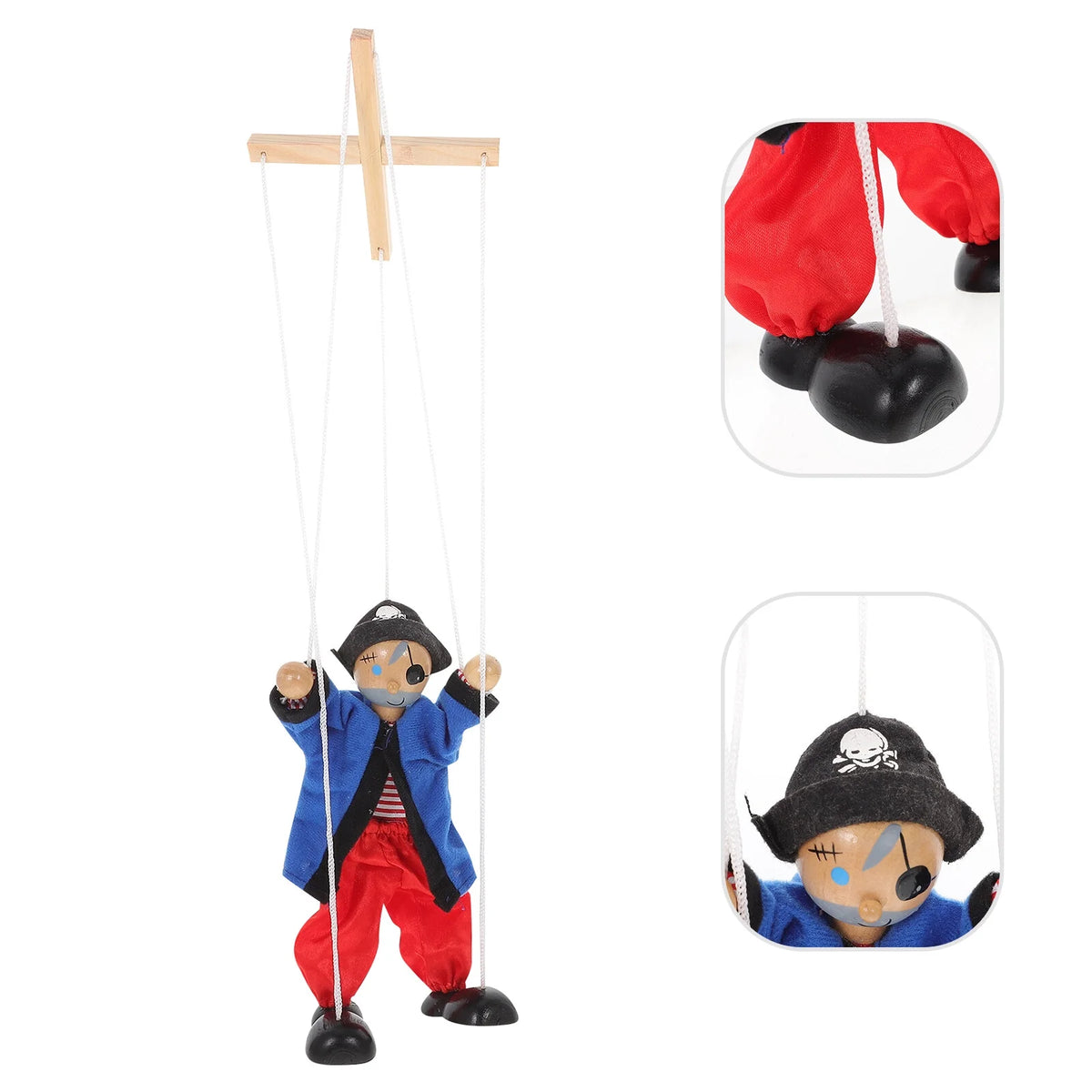 Wooden Pirate Marionette Interactive Toy Puppet B617354