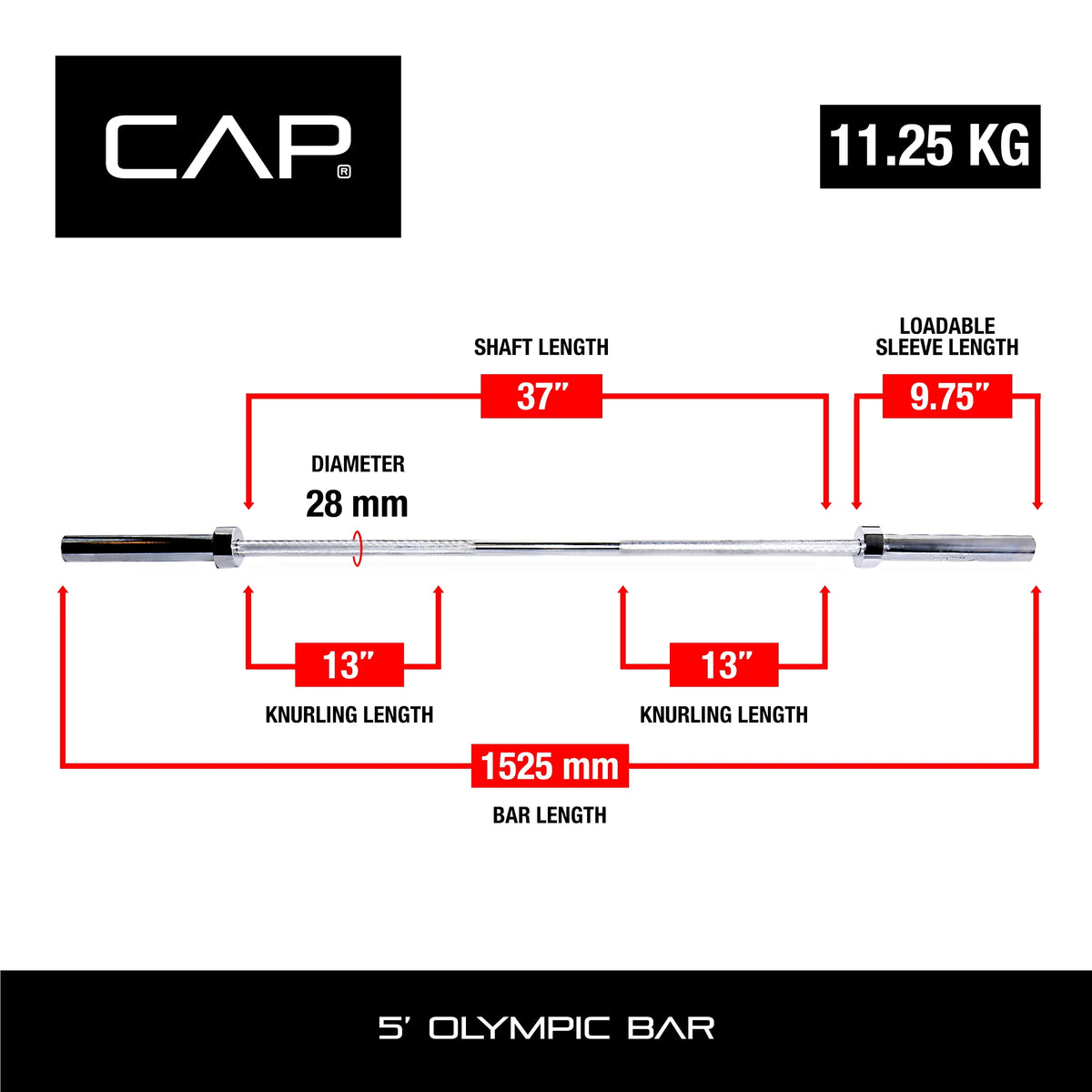 5Ft Solid Chrome Olympic Weight Bar N3462