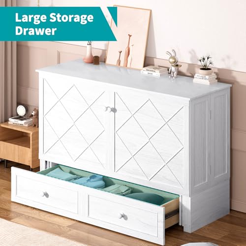 Queen Cabinet Cube Chest Bed with Tri-fold Mattress V43464