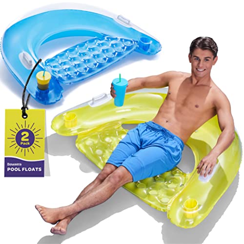 Inflatable Pool Float Chair with Cup Holders & Handles K4914