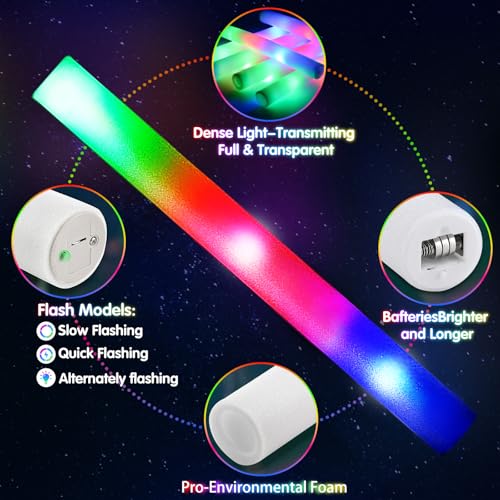 48 Pcs Foam Glow Sticks with 3 Modes C549876