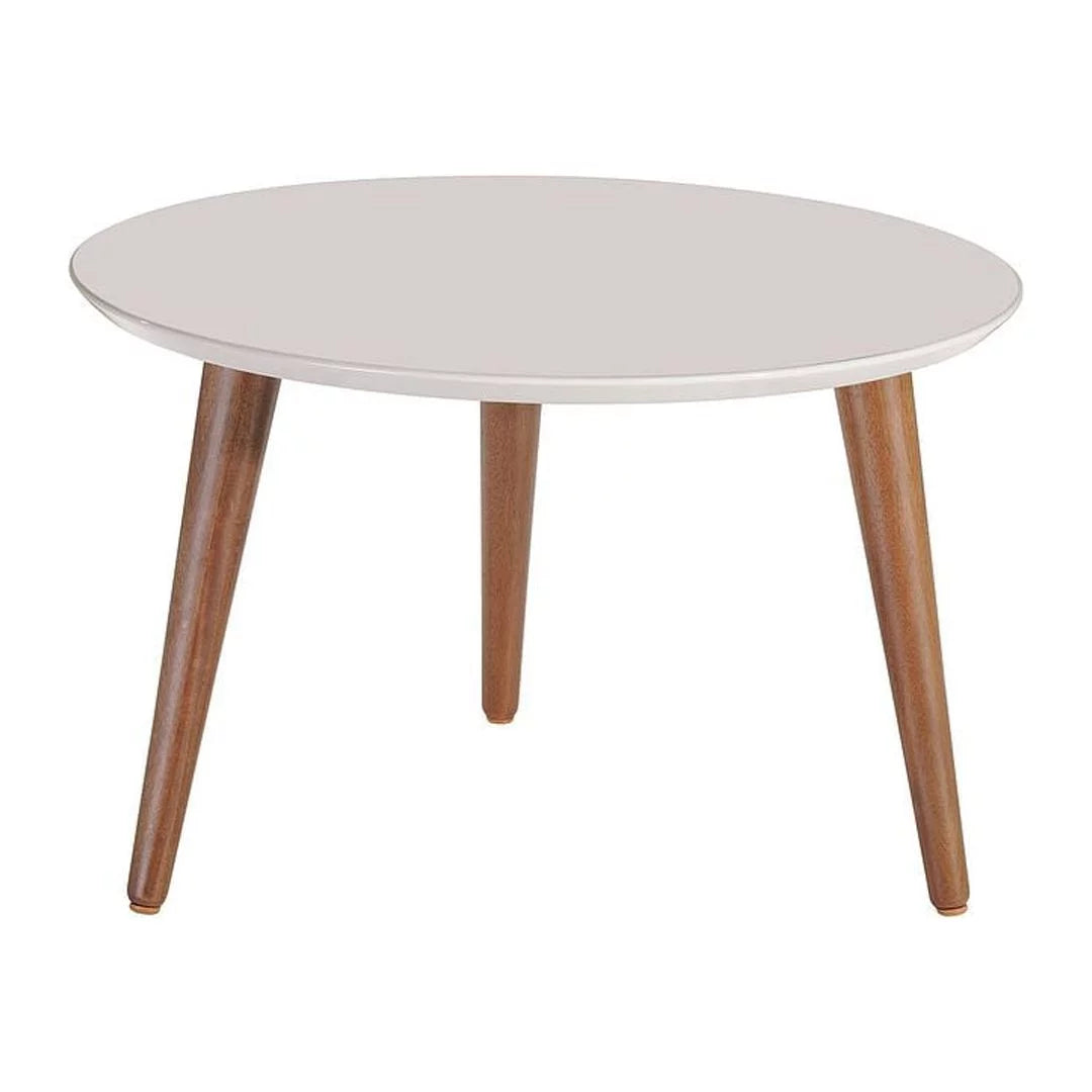 Solid Wood 24" Round Coffee Table in Off White P60322