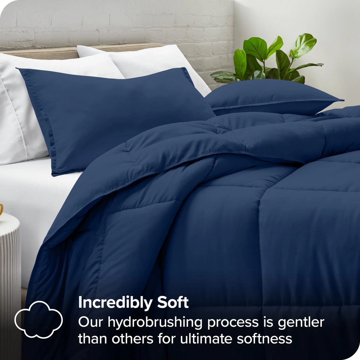 Queen Dark Blue Down Alternative Comforter Set X203