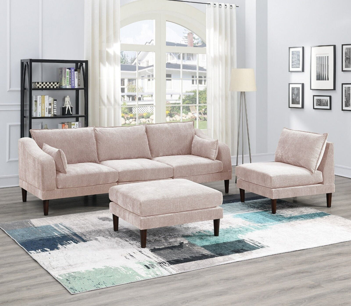5pc Modular Sofa Set with Armless Chair Corner Wedge Ottoman O45891