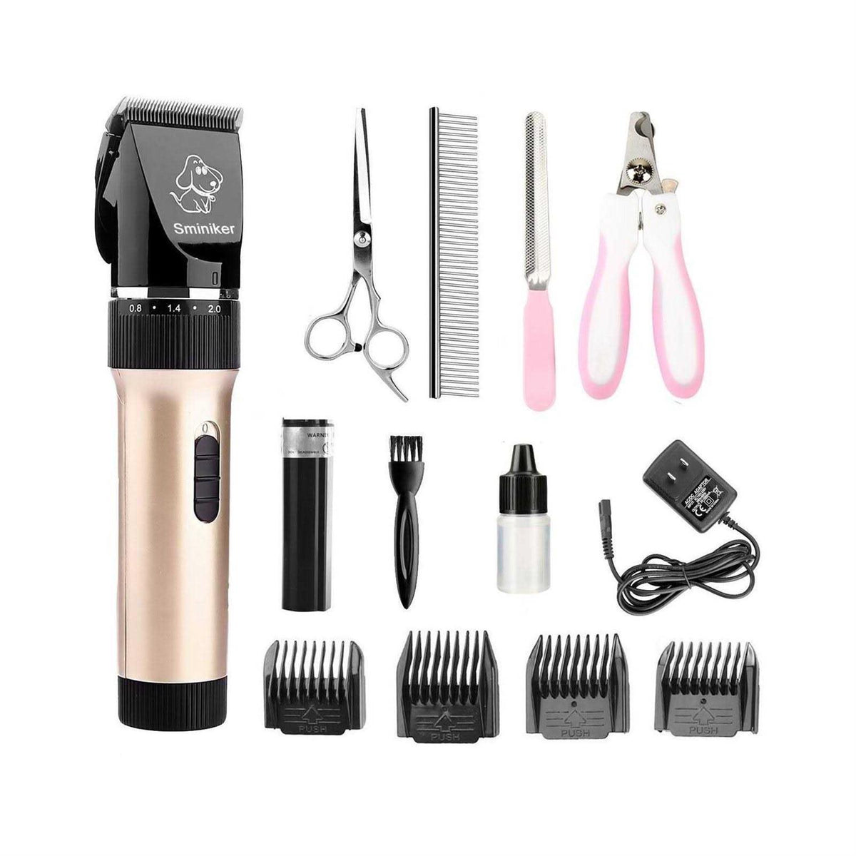 Low Noise Rechargeable Cordless Pet Clippers Grooming Kit with Storage Bag I8579