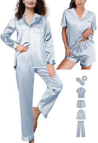 6Pcs Silk Satin Pajamas Set A5700