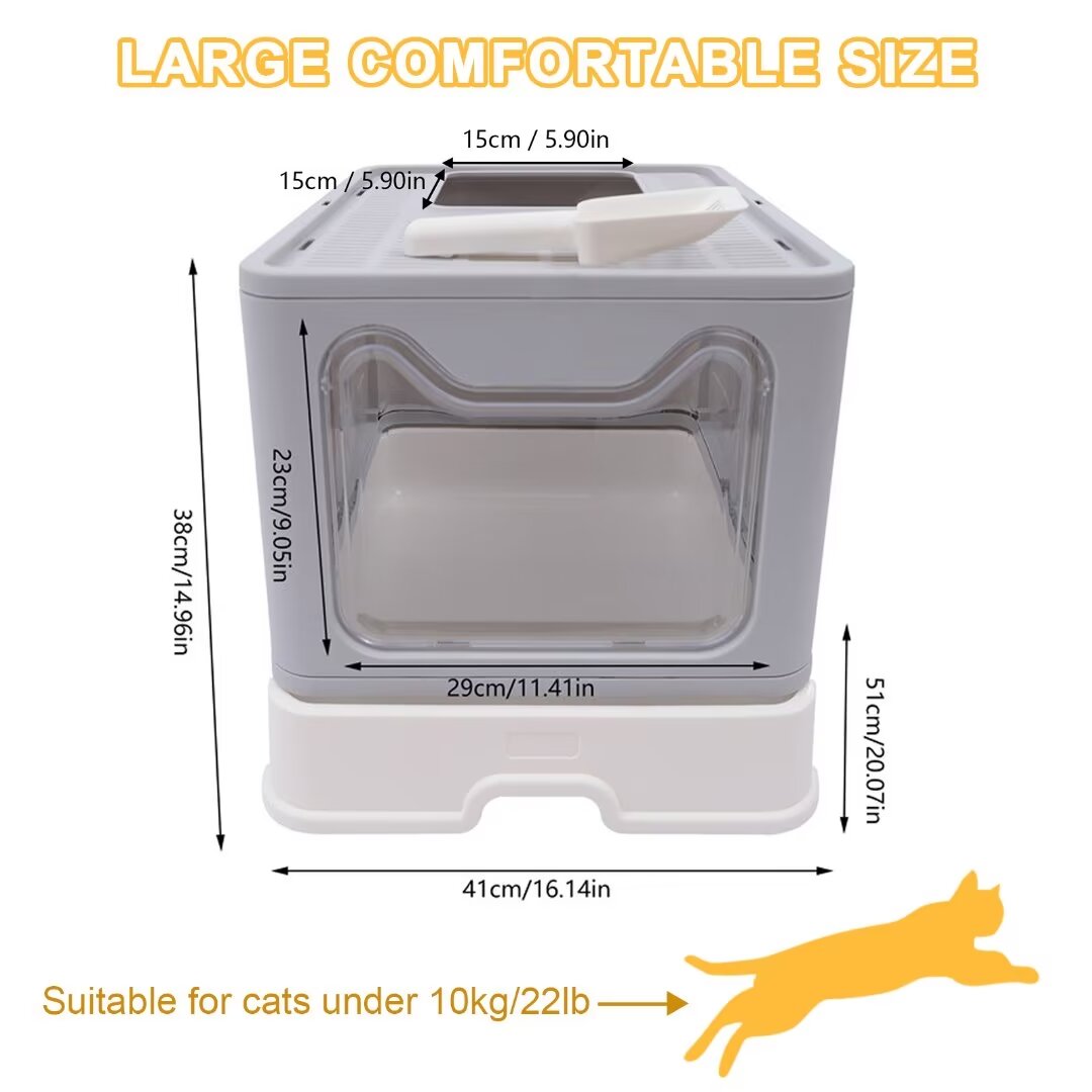 16.14" Foldable Enclosed Cat Litter Box with Lid A821