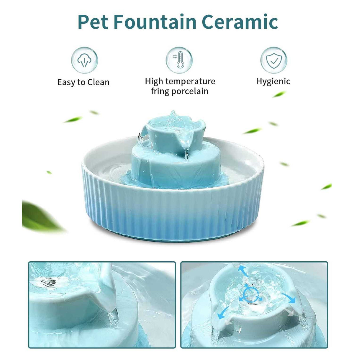 Ceramic Cat Water Fountain, 2.1 L Drinking Fountain Bowl N31396