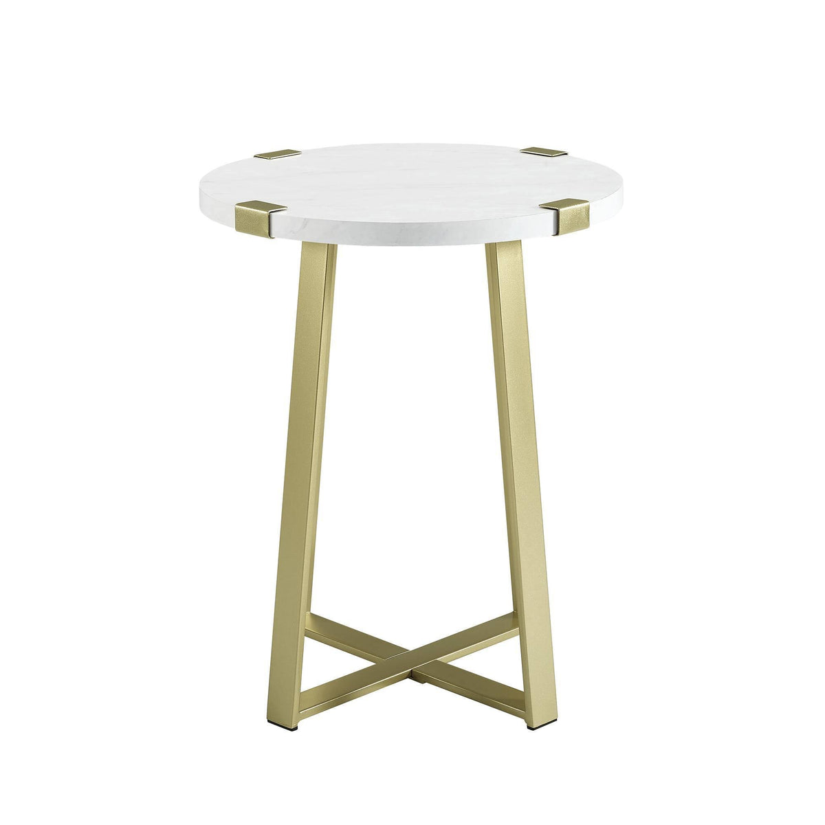 White Faux Marble Round Side Table O80847