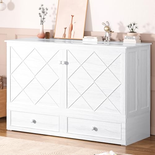Queen Cabinet Cube Chest Bed with Tri-fold Mattress V43464