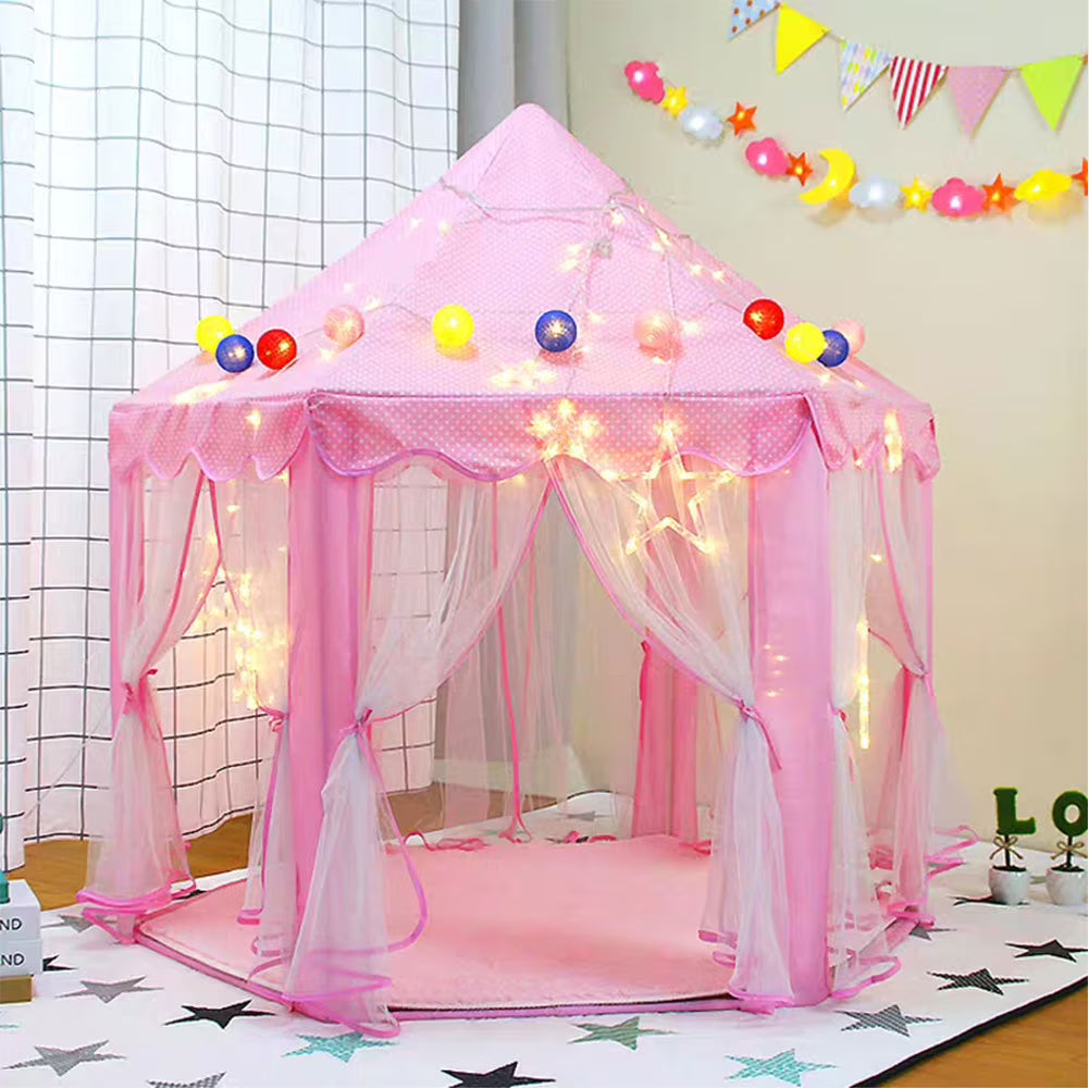 Pink Castle Play Tent with Led Lights E4959