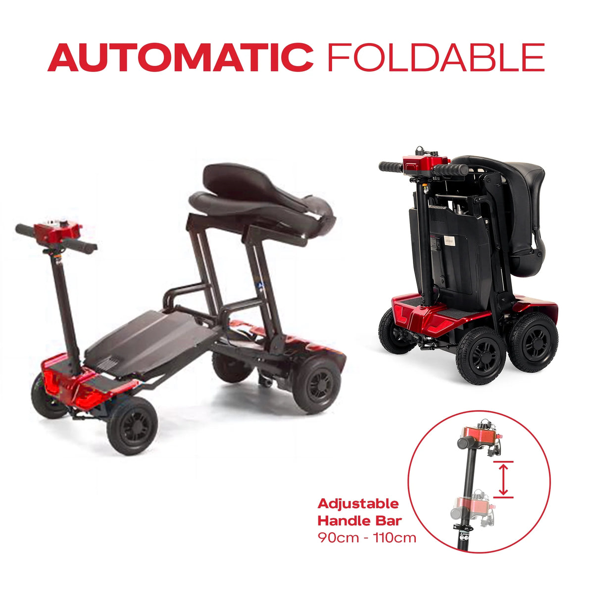 Auto Foldable Powered Mobility Scooter with Removable Lithium ion Battery E2169
