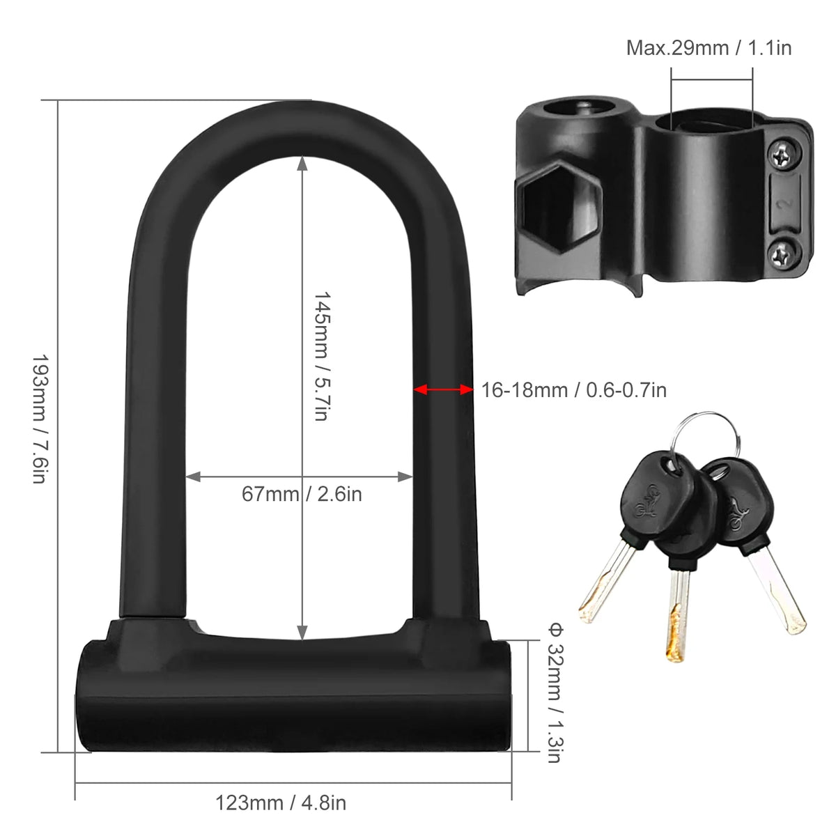Heavy Duty U Lock with Mounting Bracket O942