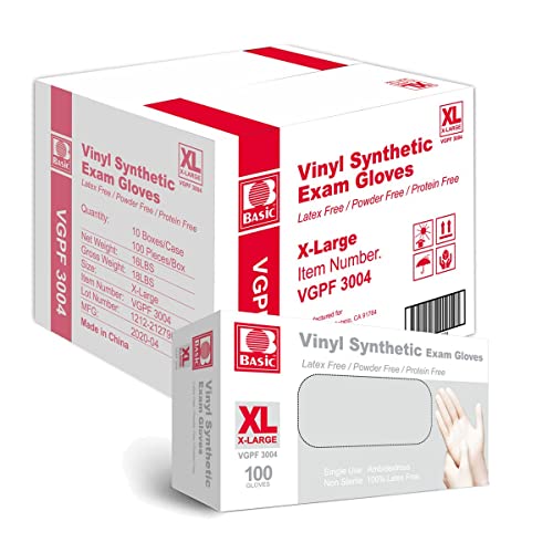 Clear Vinyl Exam Gloves, Extra-Large, Pack of 1000 O4444