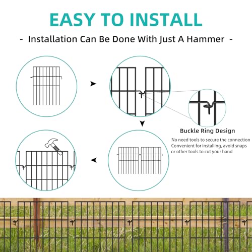 25 Panels No Dig Rustproof Metal Garden Fence, 17in x 27ft F7713