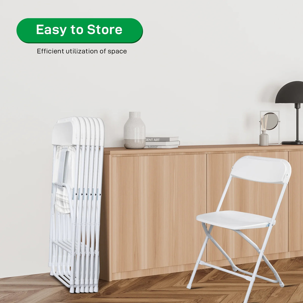 10 Pack White Stackable Plastic Folding Chairs F262