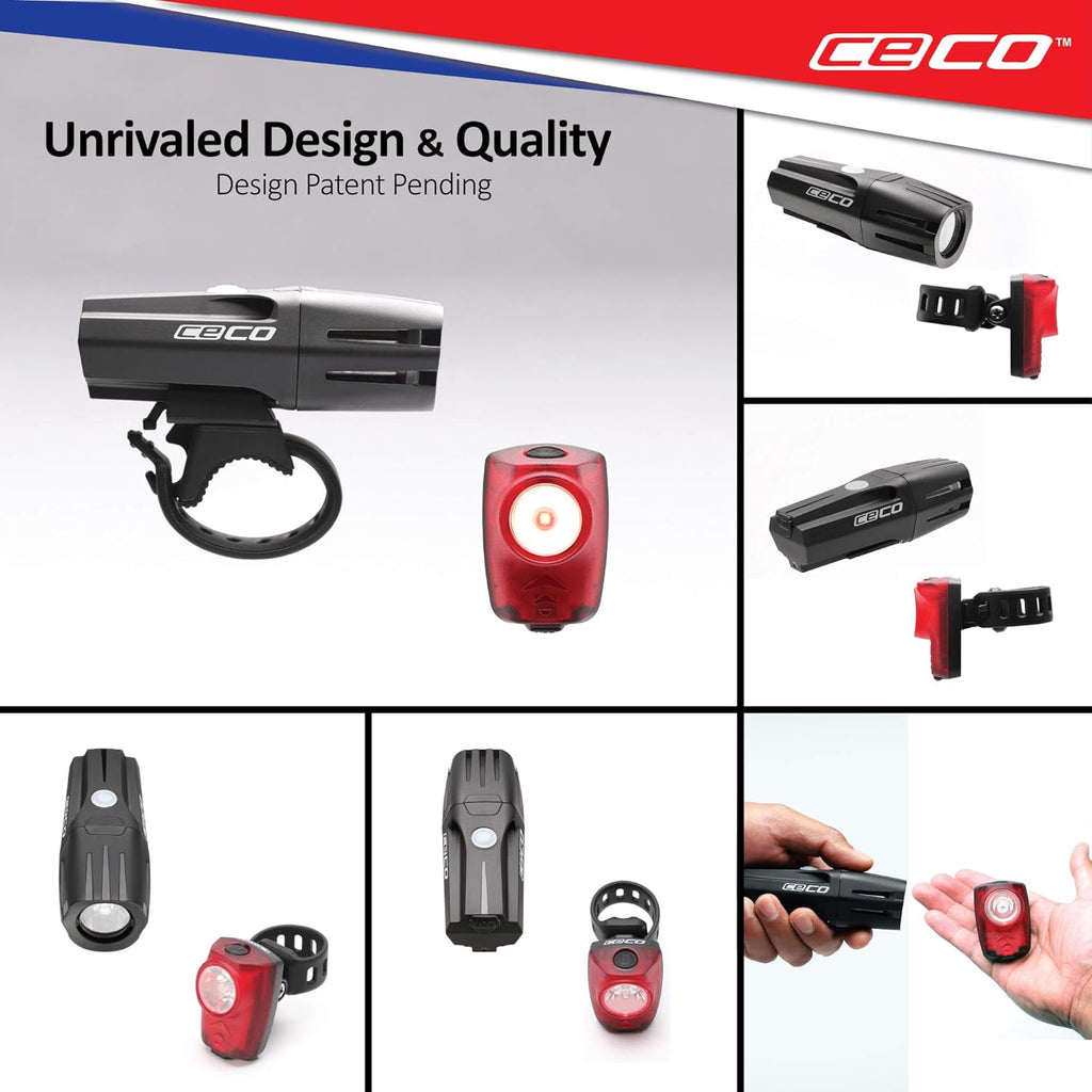 1,000 Lumen Headlight & 100 Lumen Tail Light Combo Pack, USB Rechargeable Bike Light Set, Pack of 2 E57509