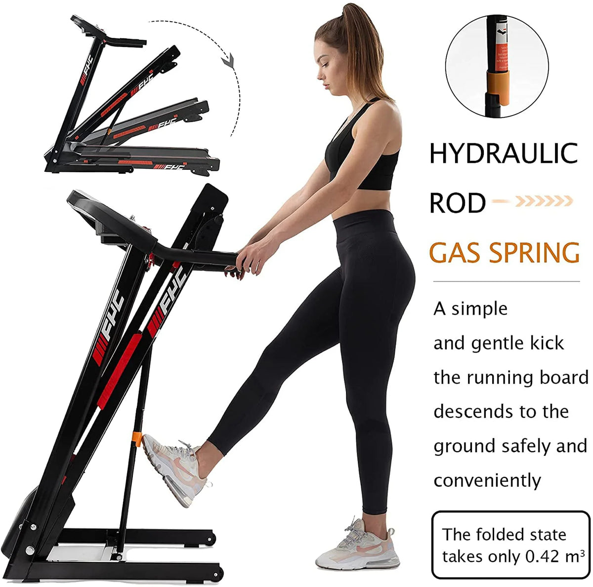 Folding Treadmill 300lb Capacity 3.5HP with Incline X6353