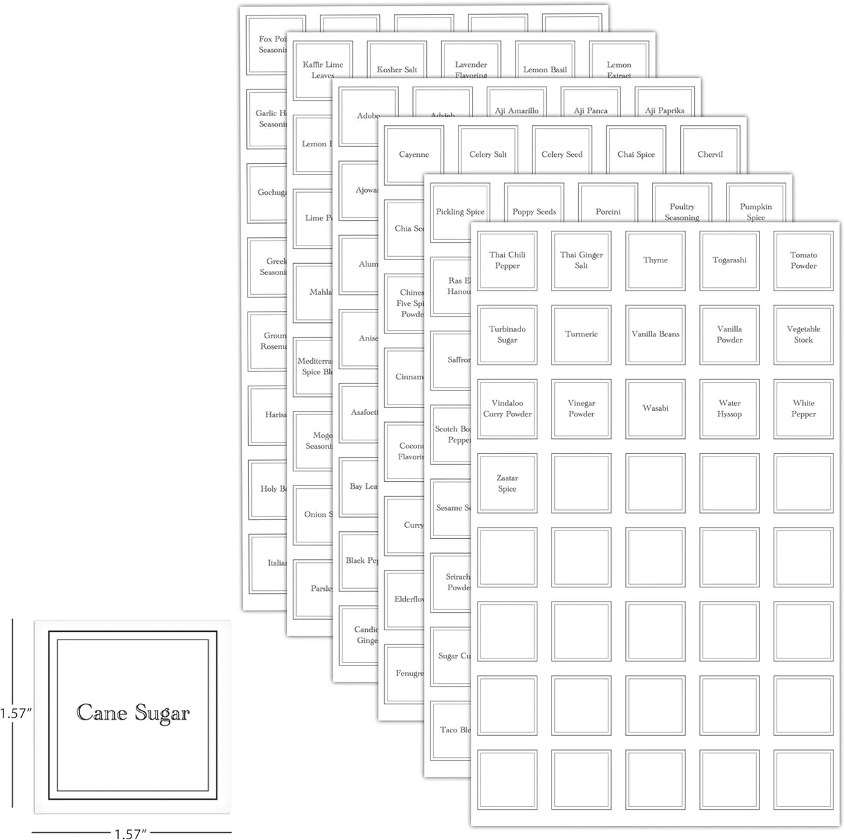 Adjustable Glass Spice Jars Set of 24 with 240 Preprinted Labels P6798