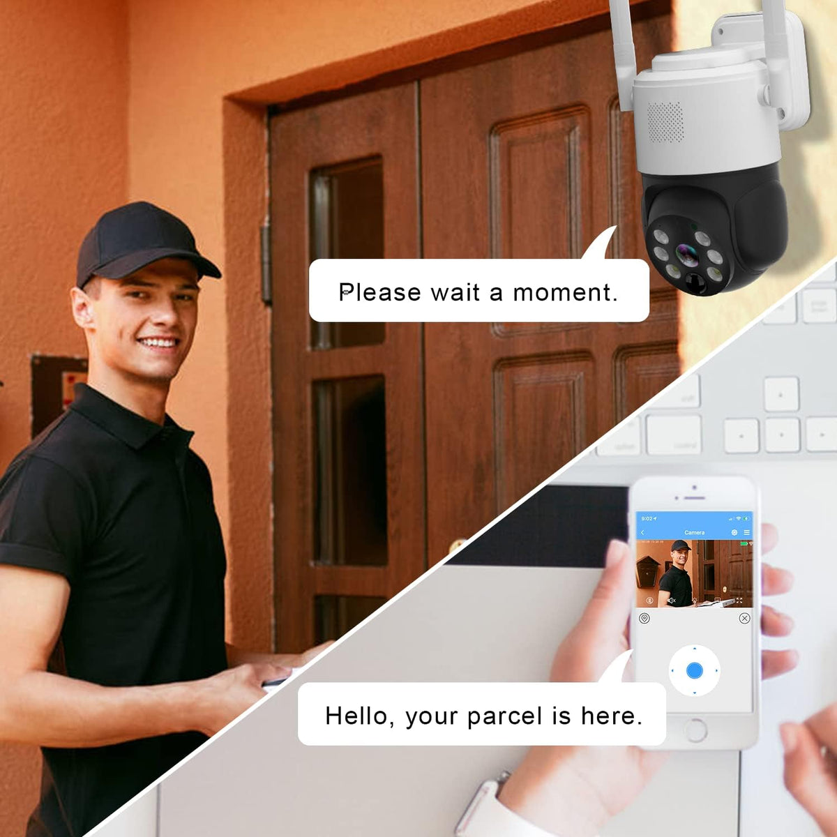 Solar Security Camera Outdoor Wireless Pan Tilt Battery Powered Auto Tracking 1080P WiFi PTZ Camera Home Surveillance PIR Motion Detection Two-Way Audio Color Night Vision SD/Cloud Storage D59064
