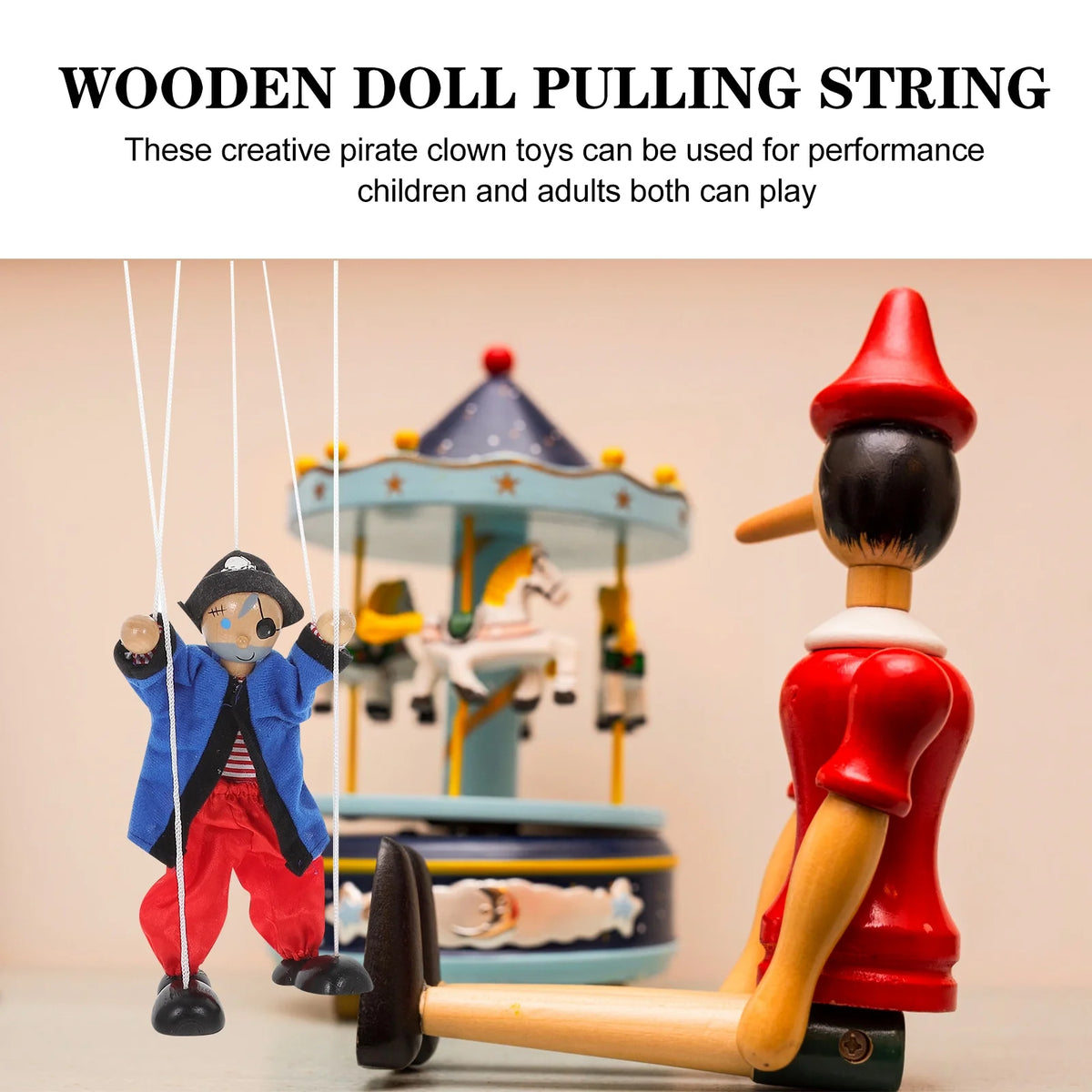 Wooden Pirate Marionette Interactive Toy Puppet B617354