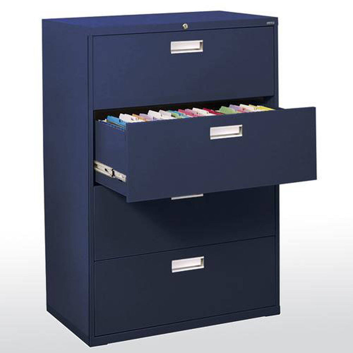 4 Drawer Lateral File Cabinet, Navy Blue I6011