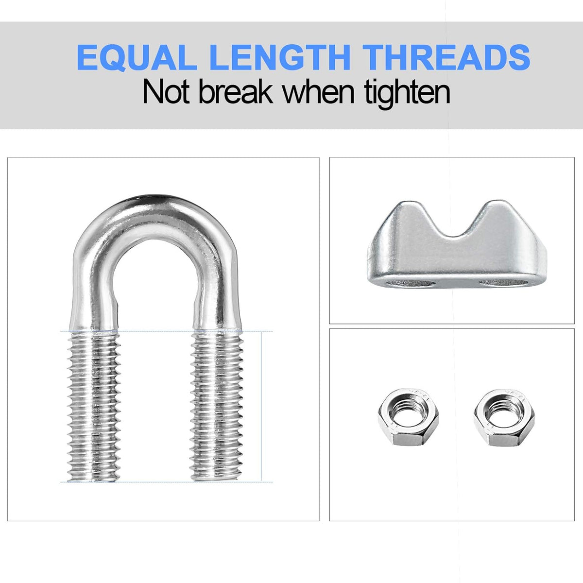 3/16 Inches 304 Stainless Steel Wire Rope Clip 24PCS M9046