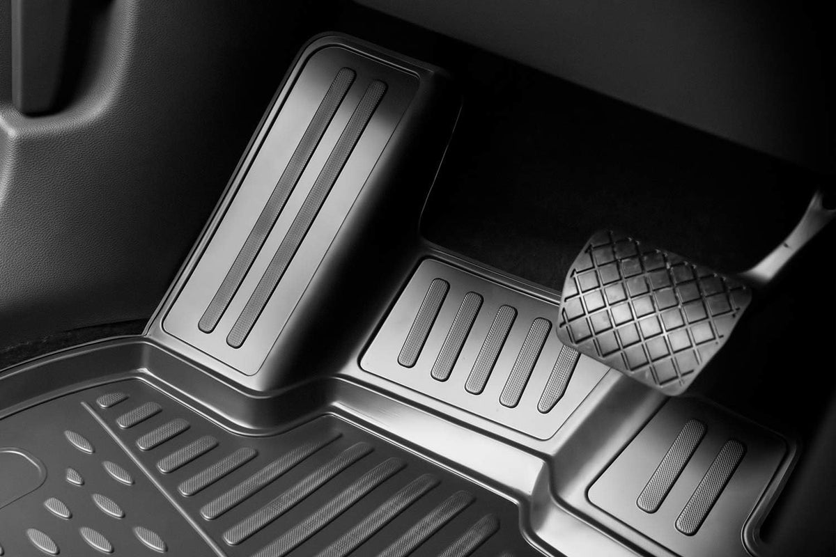 Black Floor Mats Front & 2nd Row Seat Liner Set W1142