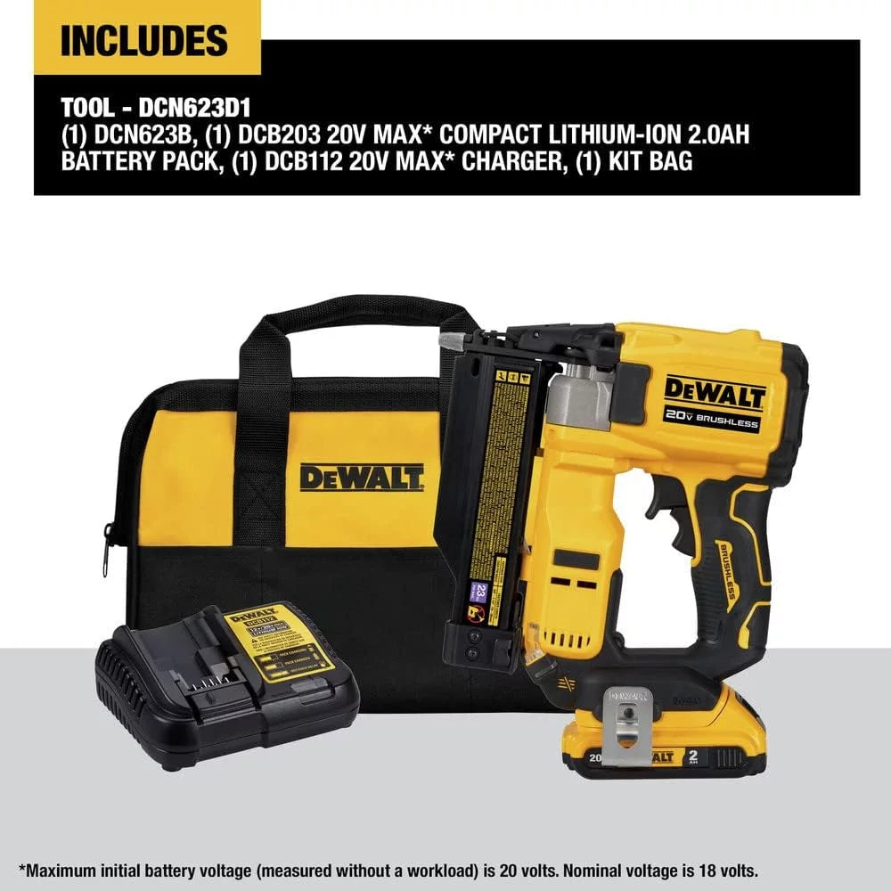 20V MAX Cordless 23 Gauge Pin Nailer Kit with 2.0Ah Battery and Charger G550162