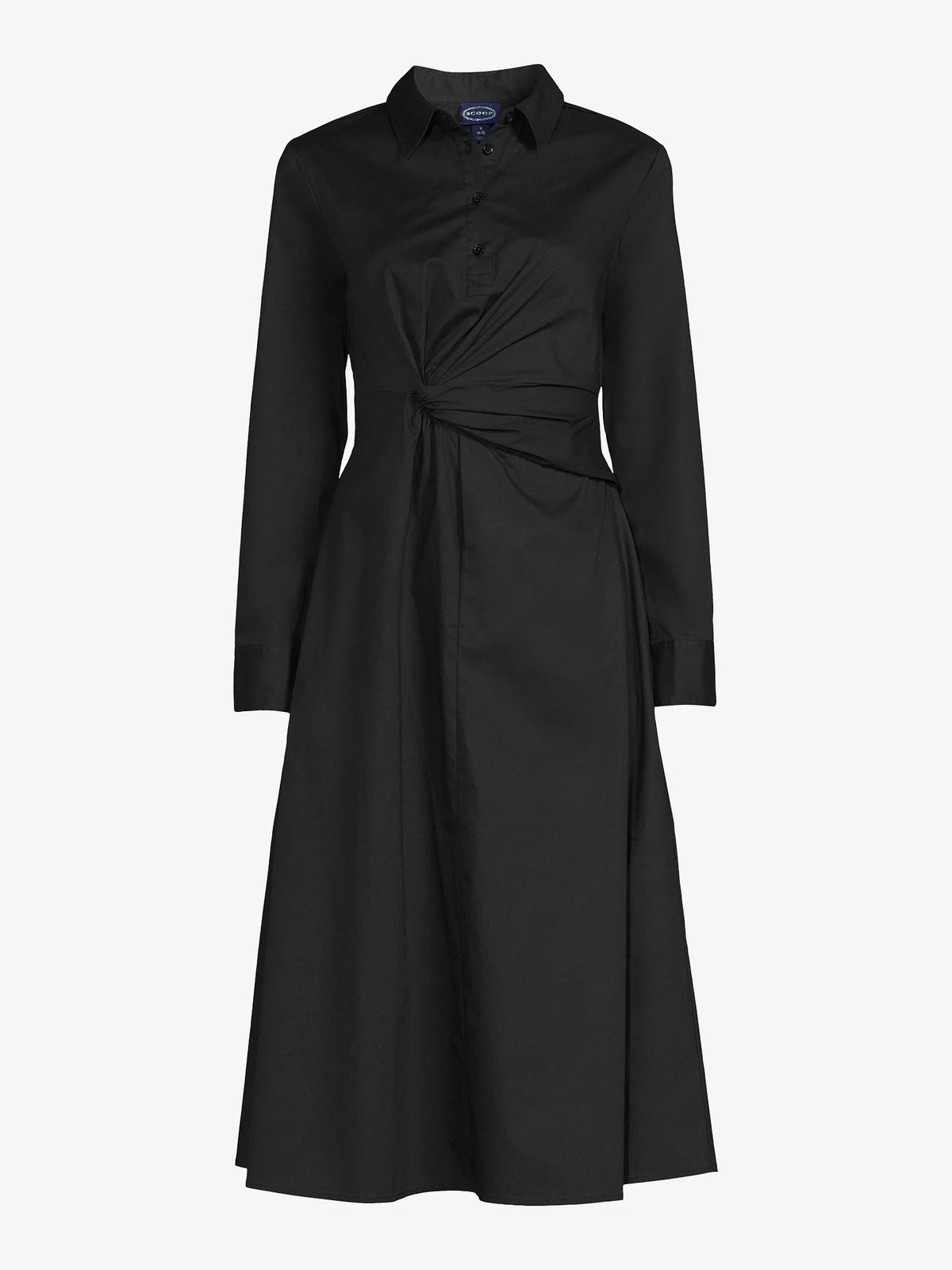 Women's Poplin Midi Shirt Dress with Long Sleeves C78863