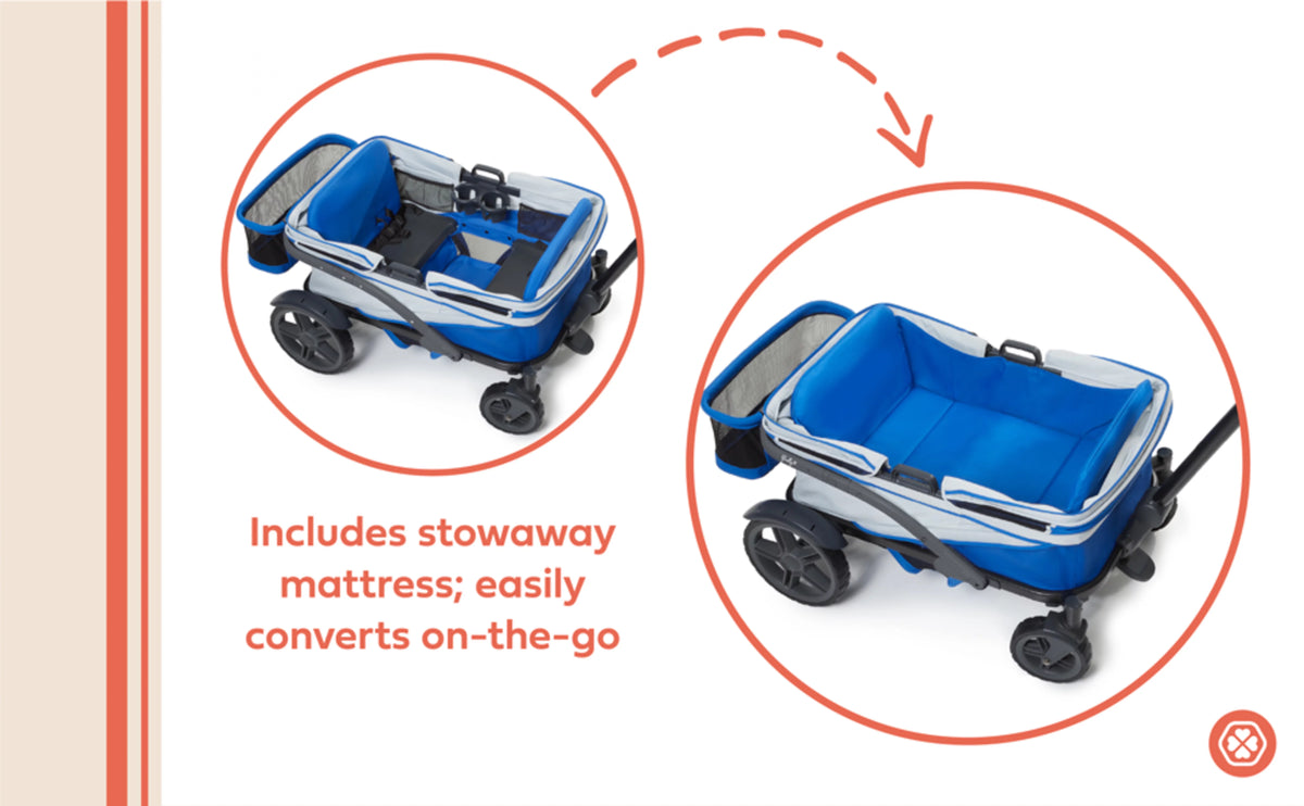 4-Seater Wagon Stroller with Rugged Wheels and Removable Canopy H6341