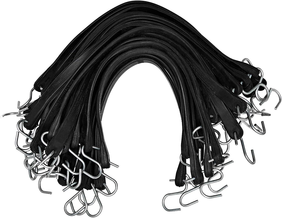 Natural Rubber Bungee Cords with Hooks 15" Pack of 50 A965854