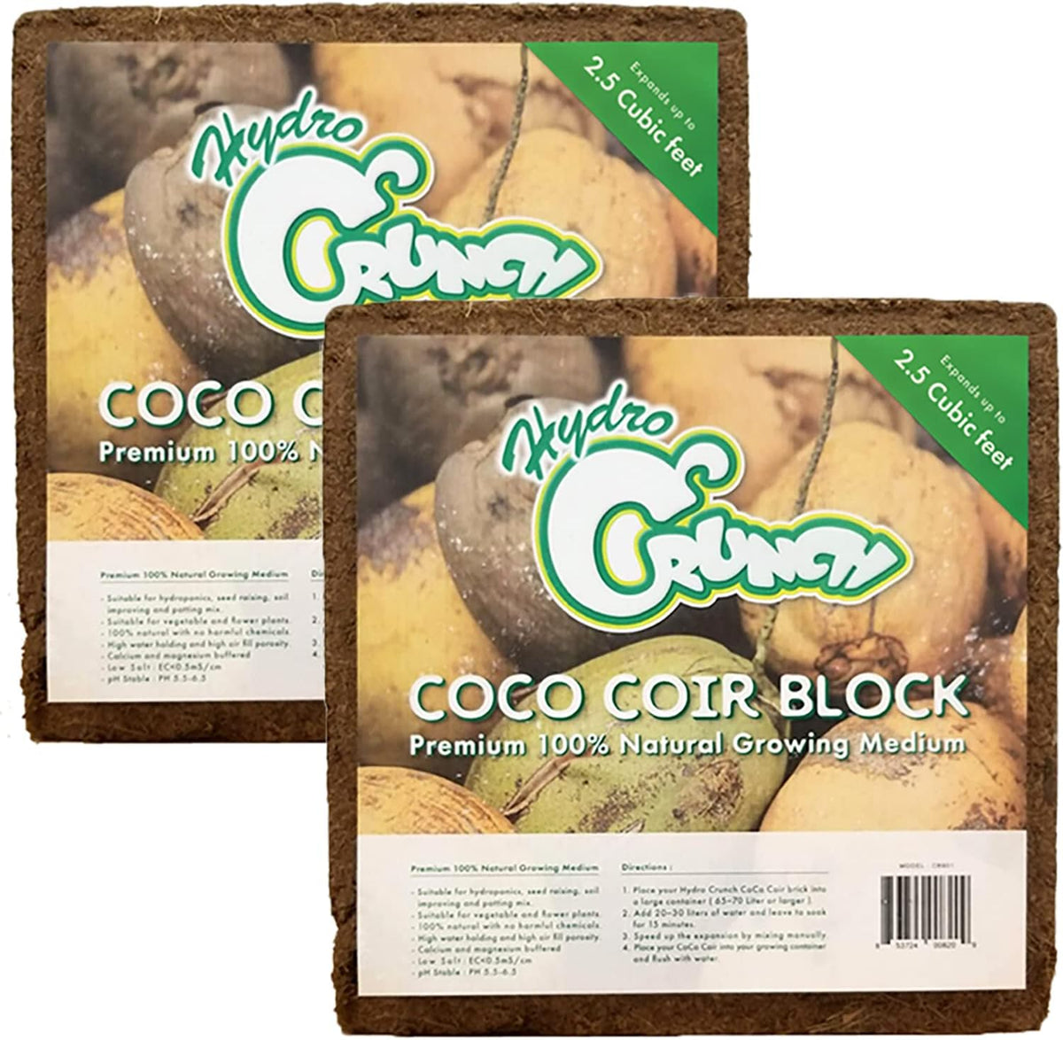 Coco Coir Block 2.5 Cubic Ft Block (2-Pack), Brown Z956918