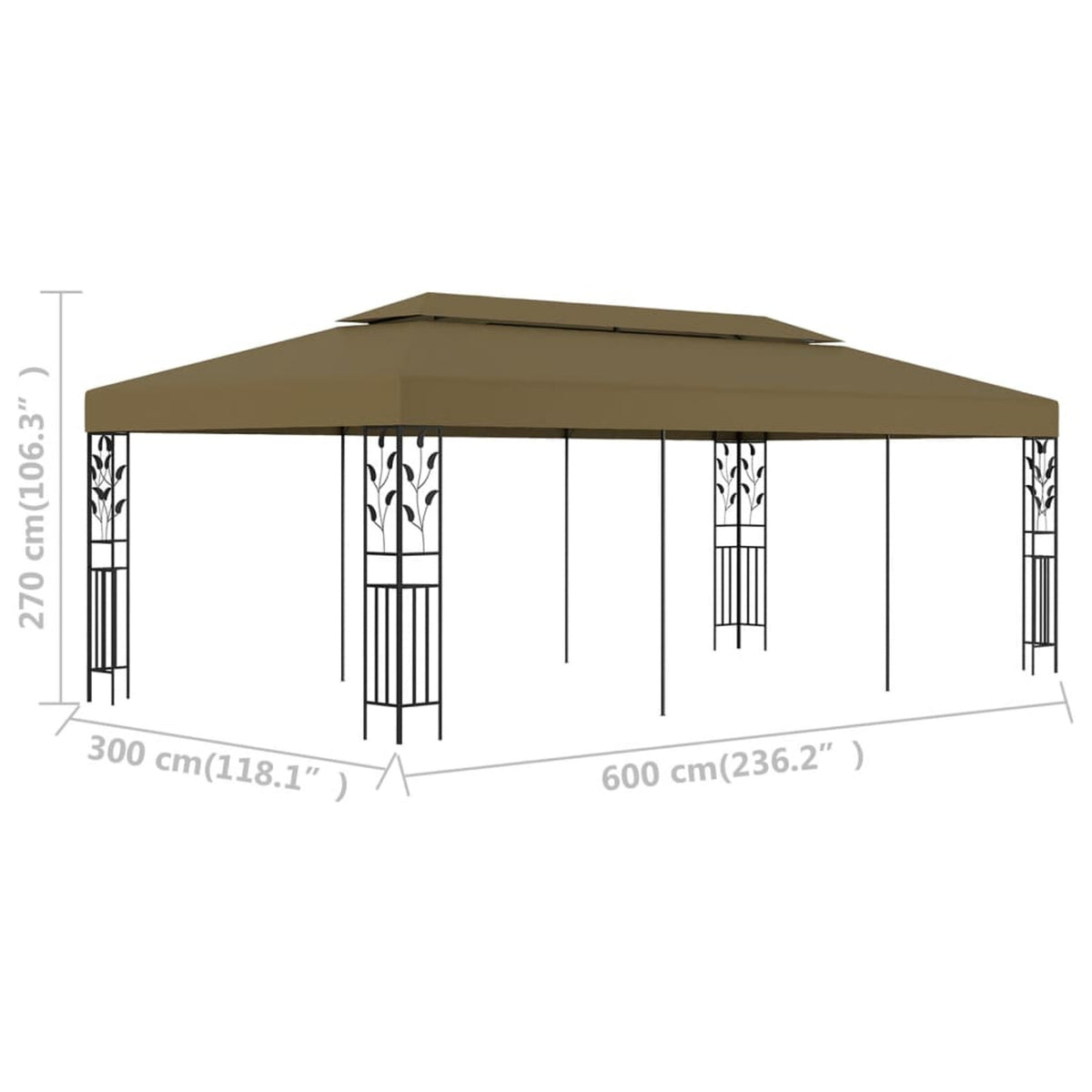 19.7'x9.8' Taupe Gazebo L591
