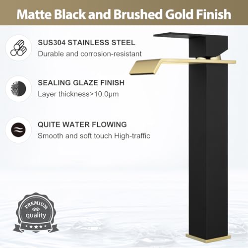 Black and Gold Single-Handle Bathroom Sink Faucet F8290