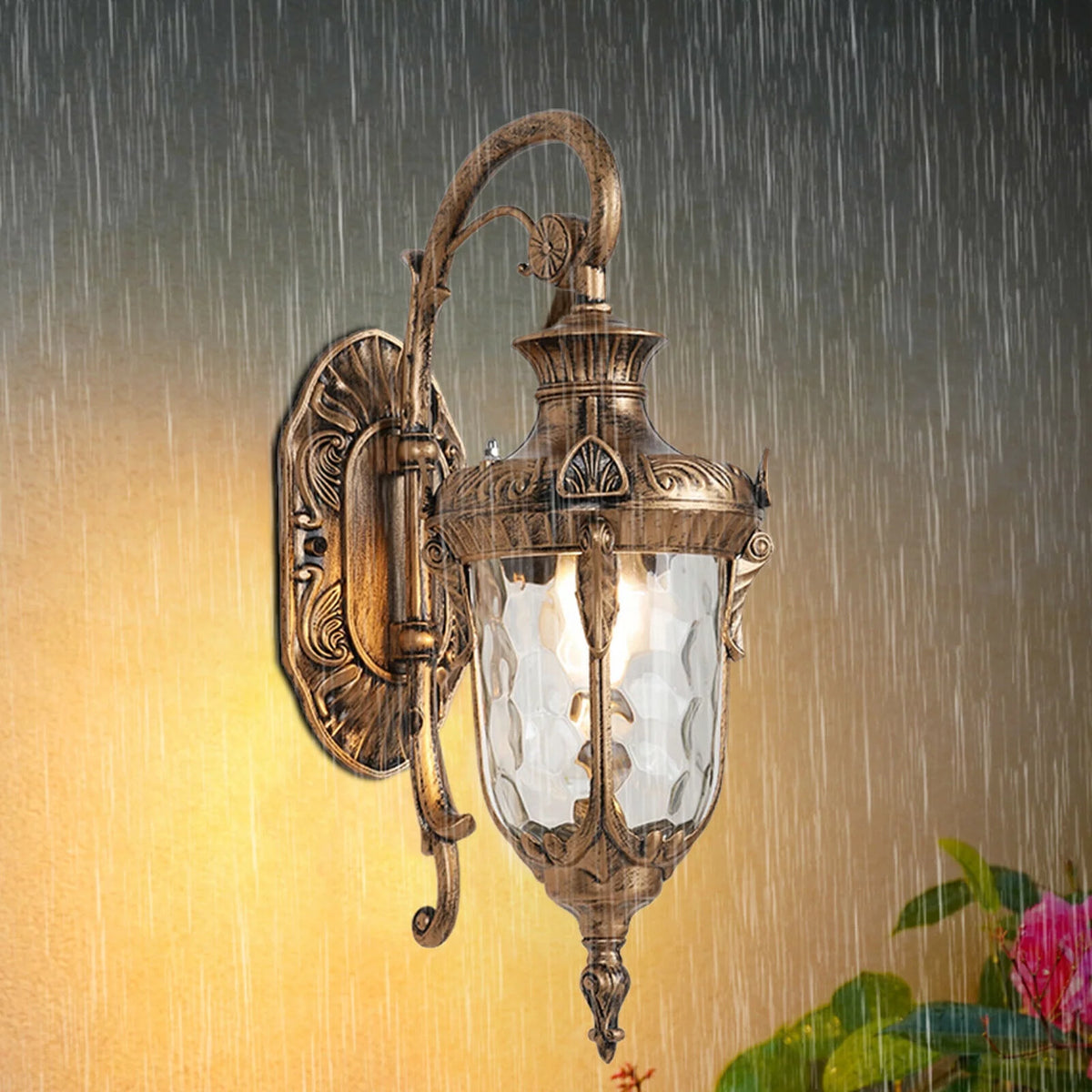 Antique Wall Light Lantern Sconce Glass Lampshade D47183