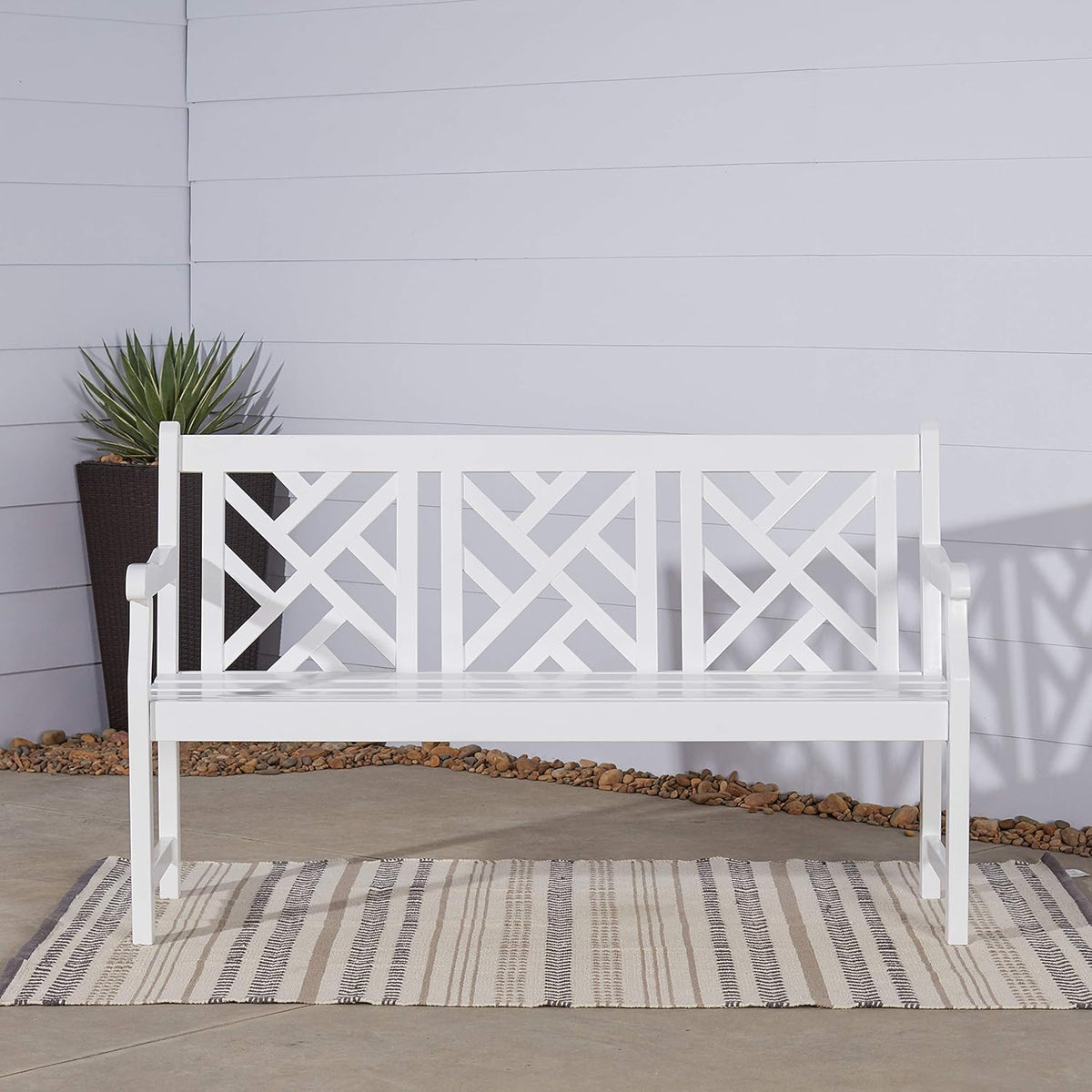 White Acacia Wooden Bench U27940