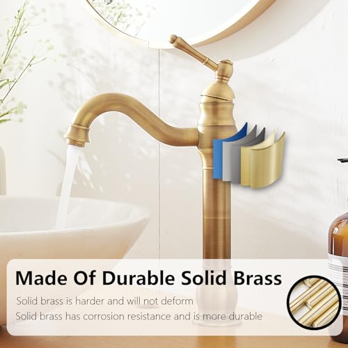 Antique Brass Vessel Sink Faucet Single Hole with Pop Up Drain G4486