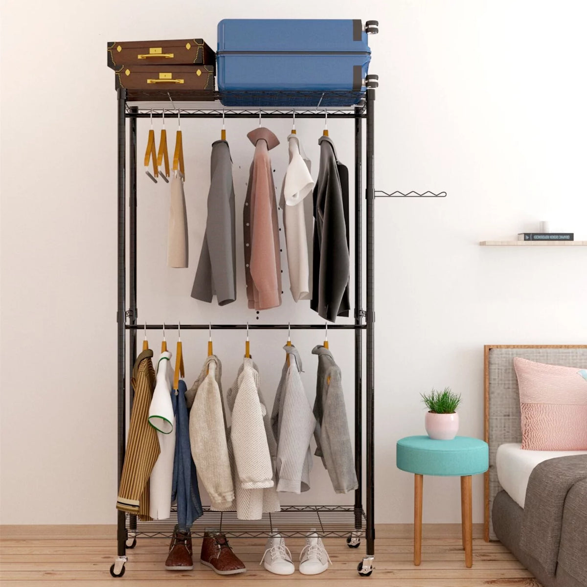 Heavy Duty Rolling Garment Rack Black R211018