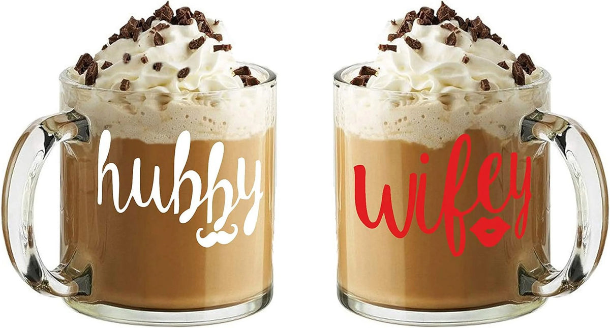 13 Oz Glass Coffee Mug Couples Sets B948