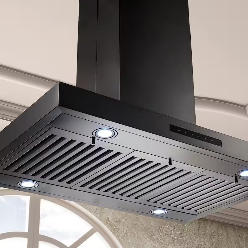 Black Stainless Steel Island Mount Range Hood W63419