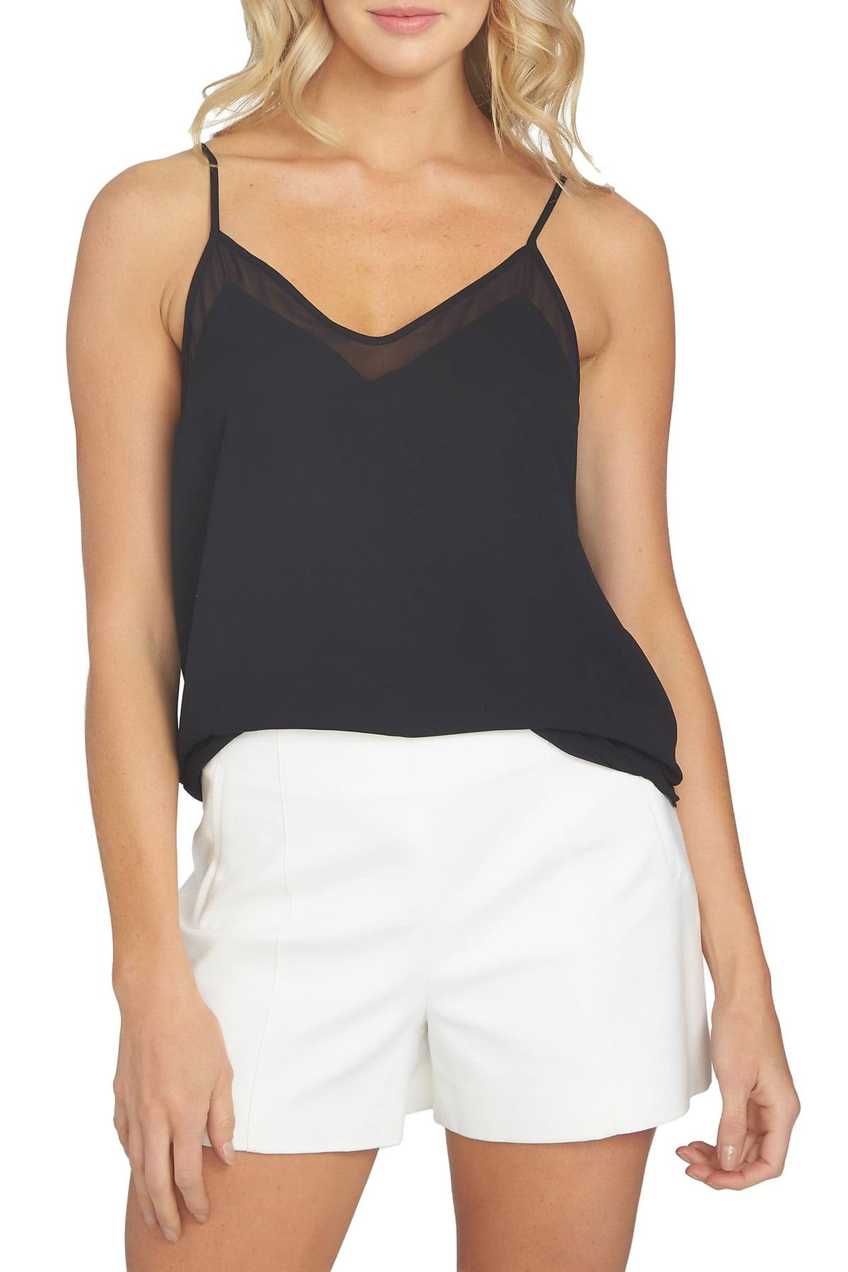 Rich Black Chiffon V Neck Camisole Top X413795