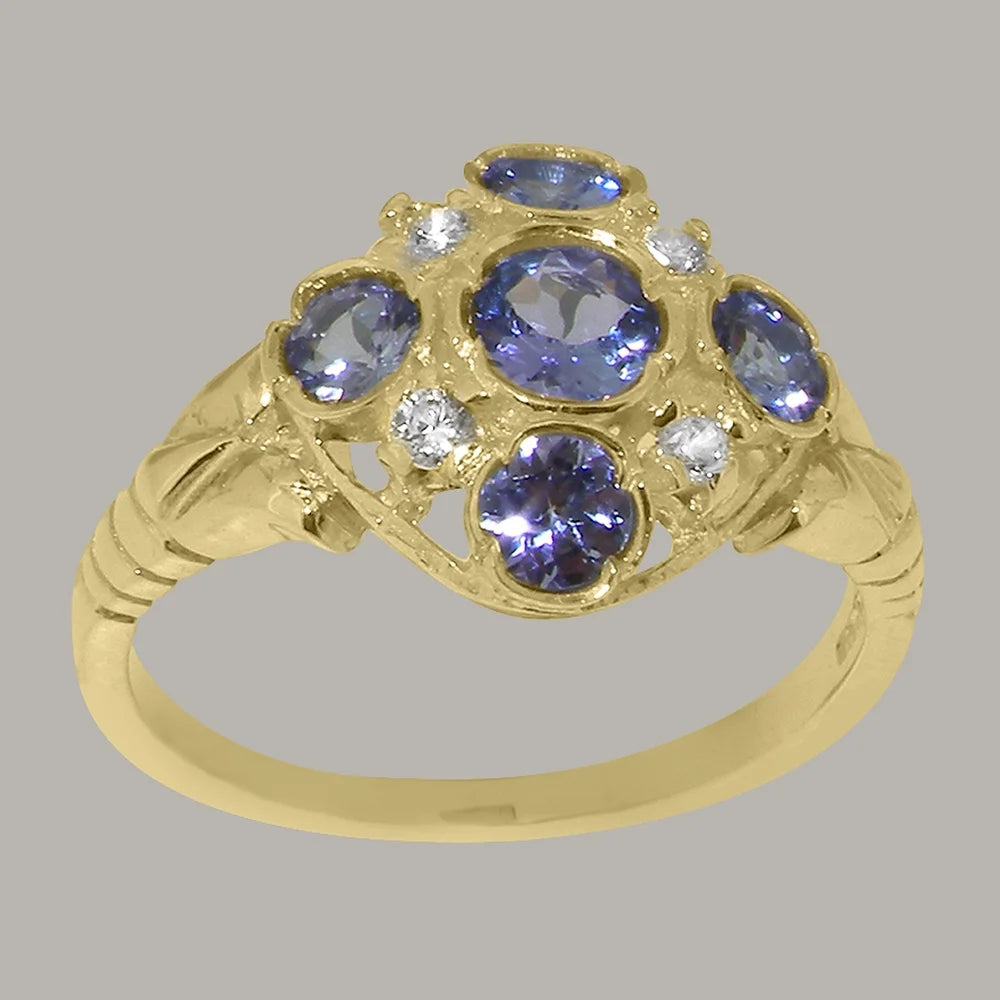 9k Yellow Gold Tanzanite Diamond Statement Ring N52430