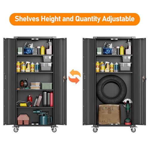 71" Tall Metal Storage Cabinet with 5 Tier Shelves and Locking Doors C3117