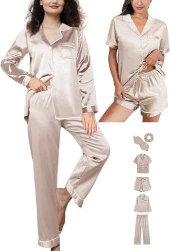 6Pcs Silk Satin Pajamas Set A5700