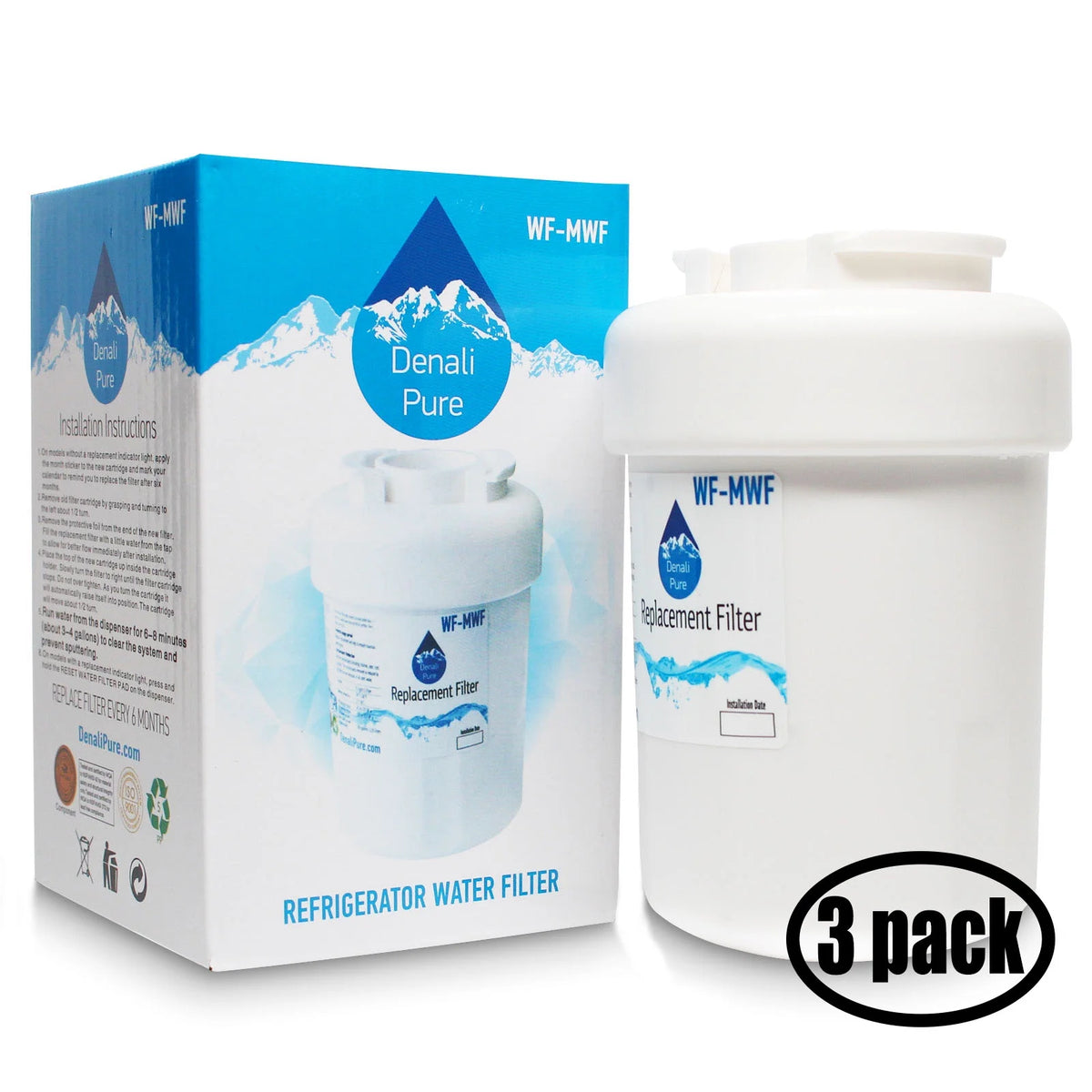 3-Pack Replacement Refrigerator Water Filter I924244