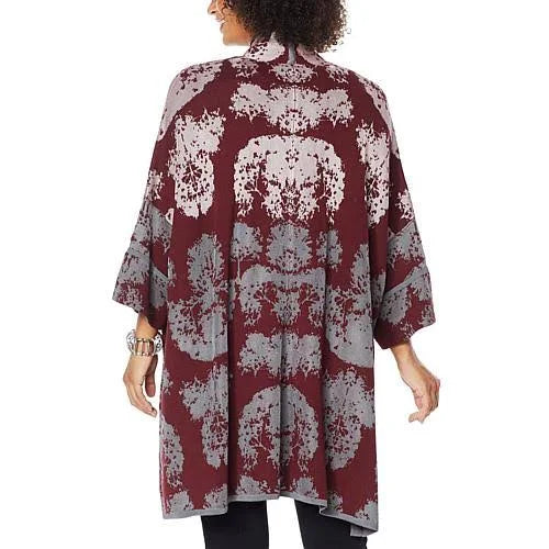 Red Jacquard Kimono U5658