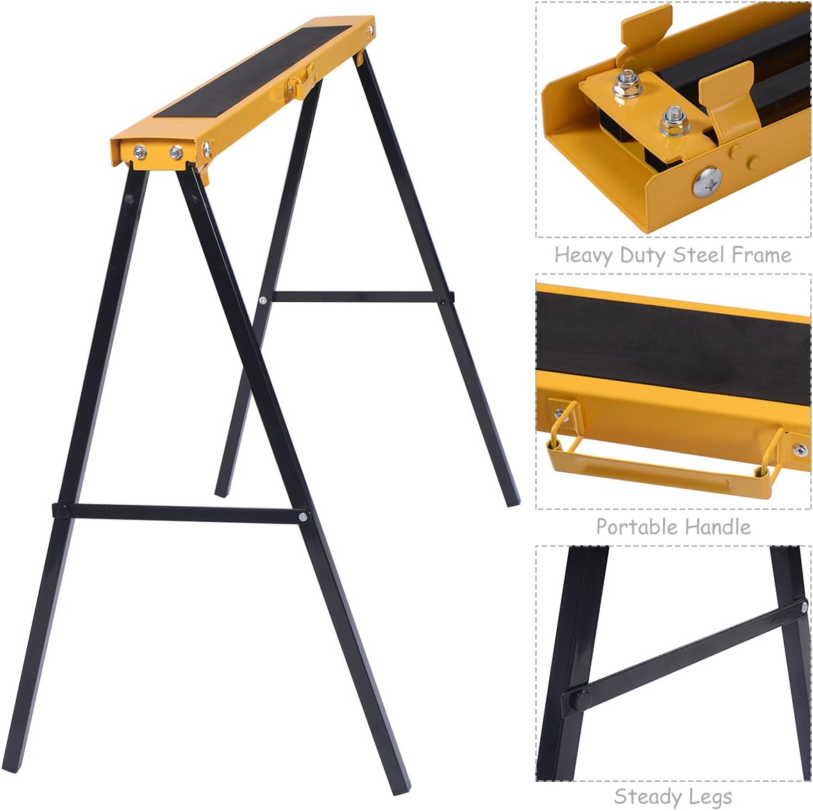 Heavy Duty Folding Sawhorse Pair, 275 lb Weight Capacity Each O7432