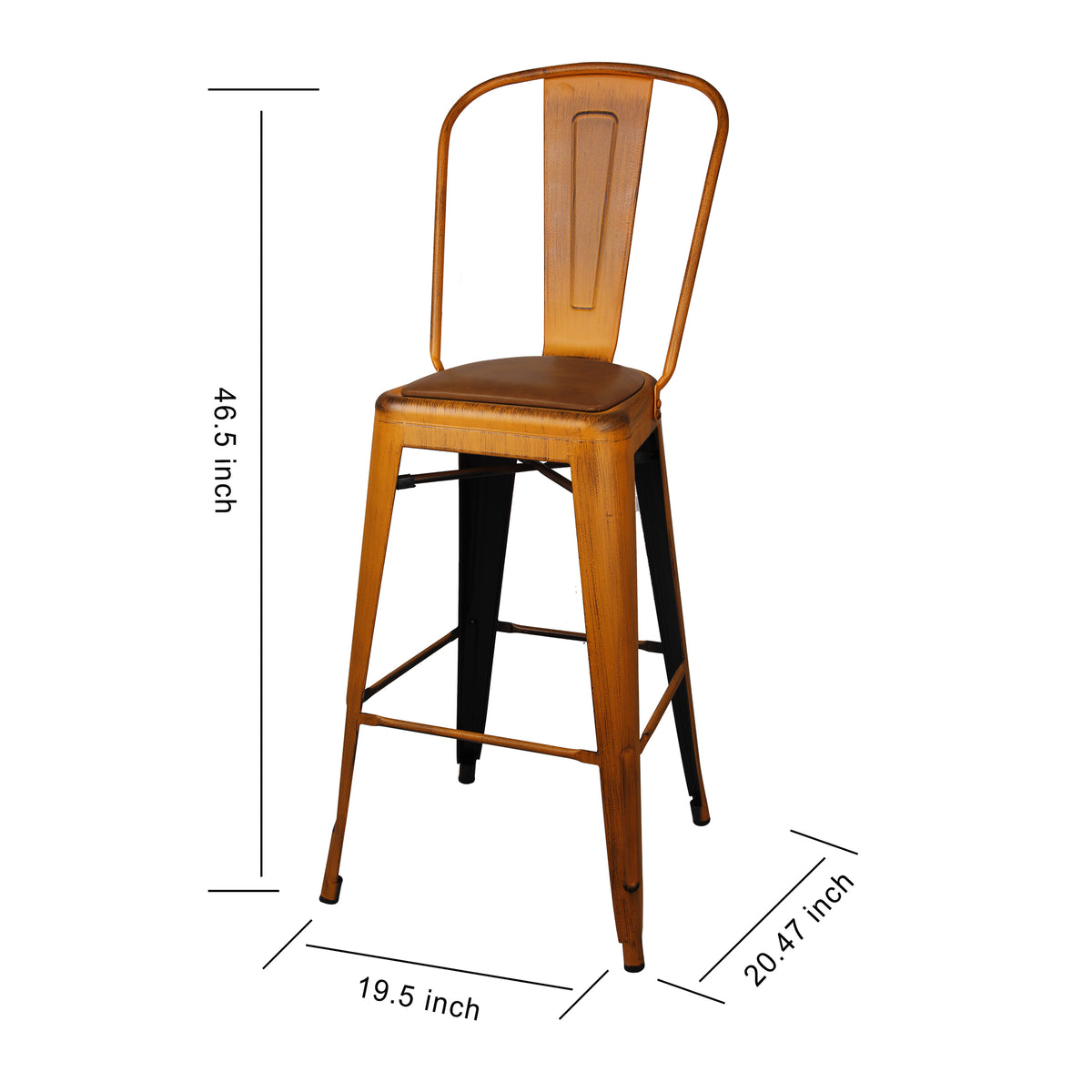 30 inch High Back Bar Stools Set of 6 Vegan Leather Seat W535399
