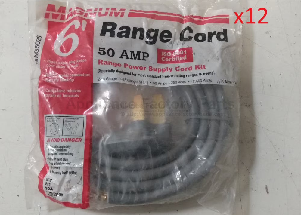12 Pack 6 ft 3 Wire 50 Amp Range Cord D724